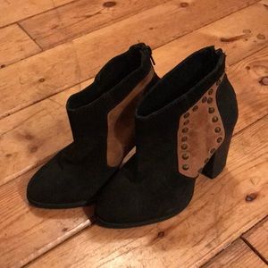 Free People Black and Tan Ankle Boots